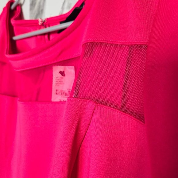 Lane Bryant Pink Mesh Cut Out Elbow Sleeve Dress 18/20P - Picture 6 of 10